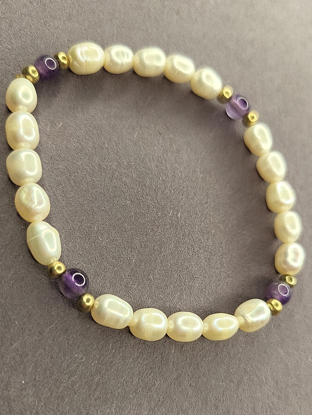 Freshwater Pearl and Amethyst Stretch Bracelet